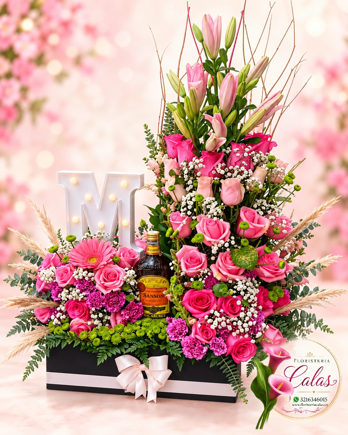Arreglo floral personalizado con inicial