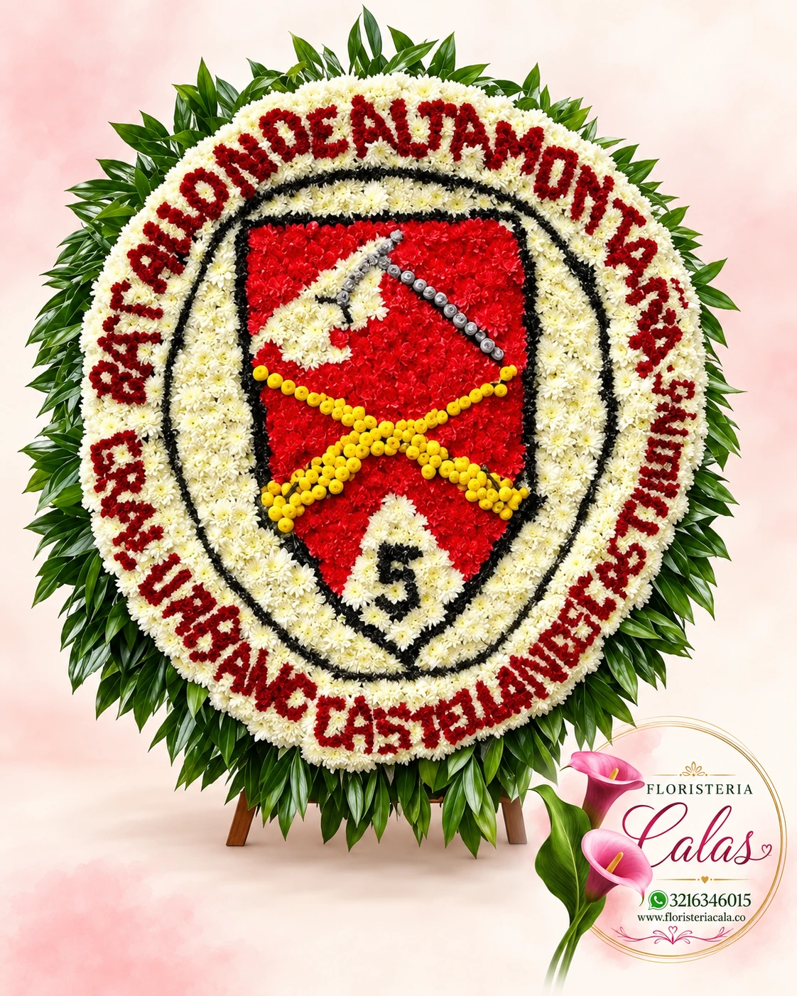 Silleta floral con emblema